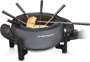 Hamilton Beach 12 Cup Electric Fondue Pot Set with Temperature Control, 6-Color Coded Forks, for Cheese, Chocolate, Hot Oil, Broth, 3 Quart PFAS-Free Nonstick Interior, Gray (86202)