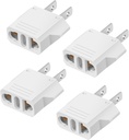 4 Pack European to US Plug Adapter, 220V to 110V Adapter Plug Converter, Travel Adapter European to American, Canada, Mexico, Type A, White