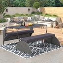 Modern Patio Dining Set, Outdoor Loveseat and Convertible to Four Seats and a Table, Outdoor Furniture Set for Gardens and Lawns (Gray/Unique)