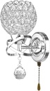 Modern Crystal Wall Light Pendent Lamp Chrome Finish Bedroom Sconce Lighting Fixture with Pull Cord Switch, E14 Socket (Spherical)