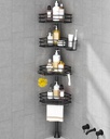 SEIRIONE Corner Shower Caddy Tension Pole, Quick Setup, Rust-Free Bathroom Shower Organizer Corner for Bathtub Shampoo Storage, 4-Tier Adjustable Shelf, Drill Free, Fits 34 to 116 Inch Height, Black