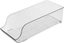 Clear PET Rolling Beverage Storage Box with Handle, Stackable Refrigerator Organizer Bin for Soda, Beer, Coke, Pantry & Freezer Storage, Plastic Fridge Container for Kitchen Countertops