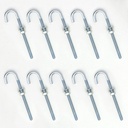 10 Pcs J Bolt in Zinc Plated 1/4" x 4" Hardware for Concrete Pad Pouring Wood Projects，Steel J-Bolt with Nutand Washers (Galvanized Steel)