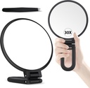 B Beauty Planet 30X Magnifying Mirror, Hand Mirror with Handle, Double Sided Hand Mirror with 30X/1X Magnification, Travel Essential Portable Foldable Makeup Mirror for Precision Makeup Black