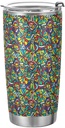 Mandala Stained Glass Colorful Stainless Steel cup with straw Leak-proof Lid and Straw coffee mug to go for Water, Iced Tea or Coffee simply modern straw tumbler 20oz taza termica para cafe