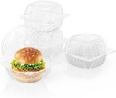 100 Pack Disposable Plastic To Go Containers with Clear Lids, 6 x 6 Inch Hinged Top Square Clamshell Food Boxes for Salad, Dessert, Bakery Supplies