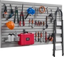 VEVOR Slat Wall Paneling, 8 x 4 ft, PVC Garage Slatwall with Accessories, Grey Slat Wall Easy-to-Install Adjustable Slatwall Panel with Coupling Structure & DIY Cutting, Fits for Storage & Display
