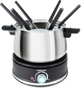 Swissmar Arolla 10 Pieces Stainless Steel Electric Fondue Set - Perfect Fondue Pot Electric Set for Cheese, Caramel, Chocolate, Oil, Broth & More - Gift Ideas for Wedding, House Warming, 2.1 Qt / 2L