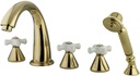 Kingston Brass KS23625PX Milano Roman Tub Faucet, 8-Inch Adjustable Center, Polished Brass