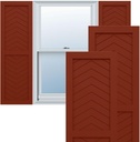 18"W x 31"H True Fit PVC Two Panel Chevron Modern Style Fixed Mount Shutters, Pepper Red (Per Pair - Hardware Not Included)