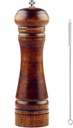 Wooden Pepper Mill or Salt Mill with a cleaning brush - 8 inch tall - Best Pepper or Salt Grinder Wood with a Adjustable Ceramic Rotor and easily refillable - Oak Wood Pepper Grinder for your kitchen