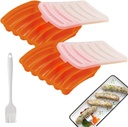 2PCS Sausage Molder Silicone Maker, 6 Cavity DIY Hot Dog Mold Non-Stick with Silicone Brush, Hot Dog Mold Hotdog Maker for Ice Cube Tray Bread Candy Chocolate and Cake(2pcs Orange)