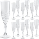Plastic Champagne Flutes Set of 12 7oz, Transparent White Reusable Glasses Cups Goblets Shatterproof Unbreakable, for Wedding Party Mimosa Bar