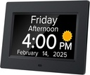 Digital Alarm Clock with Date and Day of Week for Dementia Seniors, Voice Announcement Time, Multiple Alarm Sets, Auto DST, Designed Specifically for Elderly - Black