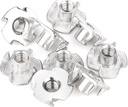 1/4"-20 T-Nuts (100 Pack), 304(18-8) Stainless Steel, 5/16" Barrel Length, 4-Pronged Tee Nut for Wood, Rock Climbing Holds, Cabinetry