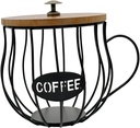 Coffee Pod Holder, Coffee Capsule Holder Cup Shaped Sturdy Metal Wire Organizer Storage Basket for Desktop, Kitchen Counter, Black