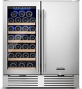 BODEGA 30 Inch Wine and Beverage Refrigerator Free Standing. Dual Zone Stainless Steel Wine Fridge under Counter, Drink Cooler for Beer, Soda, Champagne, Holds 110 Cans and 31 Bottles, Silver