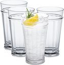 bzyoo 21oz Liberty Highball Tumbler Set – 4 Piece, BPA Free, Shatter-Proof Food Grade Plastic, Crystal Clear Durable Drinking Glasses for Cold Drinks