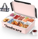 Chilled Portable Snackle Box Container with Reusable Ice Pack Divided Serving Tray Bonus Insulated Bag 2Dip Container Beach Essentials for Charcuterie Road Trip Picnic Family Party