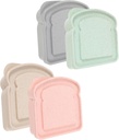 BESTYASH 4Pcs Bread Shaped Sandwich Boxes Portable Toast Storage Holders Food Fresh Keep Containers for Outdoor Camping Picnic Lunch Multi Color