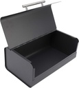 Black Bread Container,Large Capacity Strong Iron Bread Box Bin,Clamshell Designed Bread Holder,Can Store Many Breads and Other Biscuits and Snacks(L-Black)