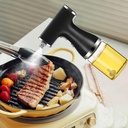 2-in-1 Electric Oil Sprayer Dispenser Automatic Olive Oil Misting Spray Stream Jet 9oz/260ml Glass Bottle for Cooking, Salad, Air Frying, Baking, BBQ, Built-in Rechargeable Battery (Black)