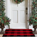 Christmas Door Mat, Red and Black Checkered Christmas Front Door Mat, Buffalo Plaid Christmas Doormat Indoor Decorations Washable Entryway Welcome Mats for Front Porch, Door, Farmhouse