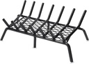G GOOD GAIN Fireplace Grate with Ember Retainer, 24" Heavy Duty Cast Iron Indoor, Chimney Hearth Wood Stove Burning Rack Holder,1/2” Bar Fire Place Asseccories for Outdoor, Fire Pits, Camping