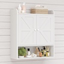 EasyCom 22" W x 26" H Bathroom Wall Cabinet, Farmhouse Medicine Cabinet with Adjustable Shelves and Double Barn Doors, Over The Toilet Storage Cabinet for Bathroom, Kitchen, Living Room, White