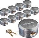 Master Lock 6271KA 10 Pack - 2-7/8in. ProSeries Reinforced Hidden Shackle Rekeyable Pin Tumbler Keyed Alike Padlock, Chrome