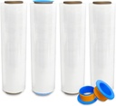 4 Rolls x 18" x 1500 FT x 80 Gauge Clear Non-Stretch Heavy Duty Plastic Stretch Wrap Shrink Film | Shipping Packaging Moving Packing Logistics | Thicker Extra Durable Film | Wrap Holder Included