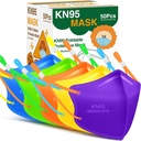 RANTO Kids Masks, 50pcs 5 Ply Mask for Children with Adjustable Earloop, Multicolor Print Mask with Soft Sponge Nose Bridge