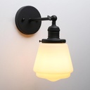 1-Light Vintage Wall Sconce Light Fixture with Milk White Glass Shade, Industrial Indoor Wall Lamp for Living Room Bedroom Bathroom Over Kitchen Sink