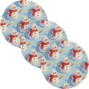 3 Pcs Trivet Mat Set for Crock Pot Merry Christmas White Snowman 15in Polyester-Cotton Thread Weave Home Decor alfombrilla de para cocina