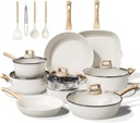 24 Pcs Pots and Pans Set Non Stick Ceramic Cookware Set,Healthy Non Toxic Kitchen Cookware Sets with Large Capacity,Induction Compatible,PFAS/PTFE/PFOA/PFOS Free,Cream White