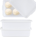 13 L Plastic Proofing Dough Pan with Lid, 3-Pack Stackable Pizza Proofing Box, White