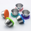 Stainless Steel Dipping Sauce Cups with Silicone Lids – 6 Pack Reusable Salad Dressing Container To Go，Dip Containers, 2.4oz Leak-Proof Condiment Cups for Lunch Boxes, Meal Prep, and Travel