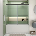 56-60" W x 58" H Bathtub Sliding Doors, Double Sliding Shower Door for Tub with 1/4" (6mm) Clear SGCC Tempered Glass, Matte Black Finish Shower Doors, Reversible Installation