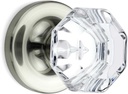 (4 Pack) Dummy Octagon Crystal Door Knobs Satin Nickel Round Rosette