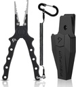 Piscifun Fishing Pliers, Saltwater Fishing Pliers with Split Ring, Fish Hook Remover, Corrosion Resistance Fly Fishing Pliers with Braid Cutters, Sheath and Lanyard, Fishing Gear Gifts for Men
