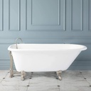 Signature Hardware 307222 Miya 66" Cast Iron Soaking Clawfoot Tub with Pre-Drilled Overflow Hole