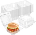 200 Pcs Clear Plastic Hinged Take Out Containers Disposable Clamshell Food Cake with Lids 5.3 x 4.7 2.8 inch for Dessert, Cakes, Cookies, Salads, Pasta, Sandwiches