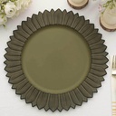 13" Charger Plates - Set of 24 - Matte Olive Green Sunflower Plastic Chargers, Disposable Round Acrylic Serving Trays For Dinner Wedding Party Events