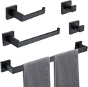 Premium 5-Piece Matte Black Bathroom Hardware Accessory Set, Durable SUS304 Stainless Steel Wall-Mounted Towel Bar and Towel Holder, 23.6-Inch Bathroom Towel Rack
