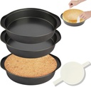 8" Round Cake Pan, 3PCS Nonstick Cake Pans with 100 PCS Parchment Paper, Carbon Steel Cake Baking Pans with Handle, Dishwasher Safe