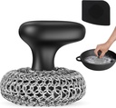 Cast Iron Scrubber | Dish Scrub Brush | 316 Cleaner Chainmail Scrubber for Cast Iron Pan Skillet Cleaner - Dish Scouring Pad Dishwasher Safe Cleaning Kit, Black 02
