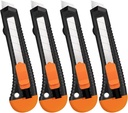 Retractable Utility Knife, 4 Pack Box Cutters with 18mm Snap-Off Blade for Paper, Plastic, Cardboard