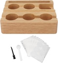 Reusable Coffee Capsule Refill Kit, Coffee Capsule Holder Aluminum Foil Lids Kit, 60PCS 37mm Aluminum Foil Seals Lid with Wooden Holder Brush Spoon for Nespresso Original Coffee Pods
