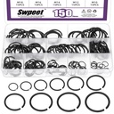 Swpeet 150Pcs 10 Sizes 10mm-26mm Carbon spring steel Manganese Steel Round Wire C-Clips External Snap Ring Assortment Kit, M10 M12 M14 M16 M18 M20 M22 M20 M24 M25 M26 Round Wire Snap Rings for shaft