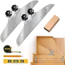 Stair Tread Template Tool, NAACOO Stair Measuring Tool, Tread Jig Set - with Level & Tape Measure & Carpenter Pencil, Suitable for Risers and Partitions.
